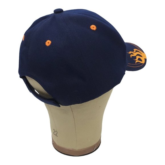 Harley Davidson Strapback Cap Biker Trucker Baseball Hat Blue Orange Flames - Picture 12 of 12